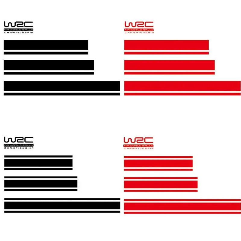 

4pcs/set WRC Racing Stripes Car Stickers Waterproof Hood Roof Trunk Decals Sticker With Transfer Films for Car Body