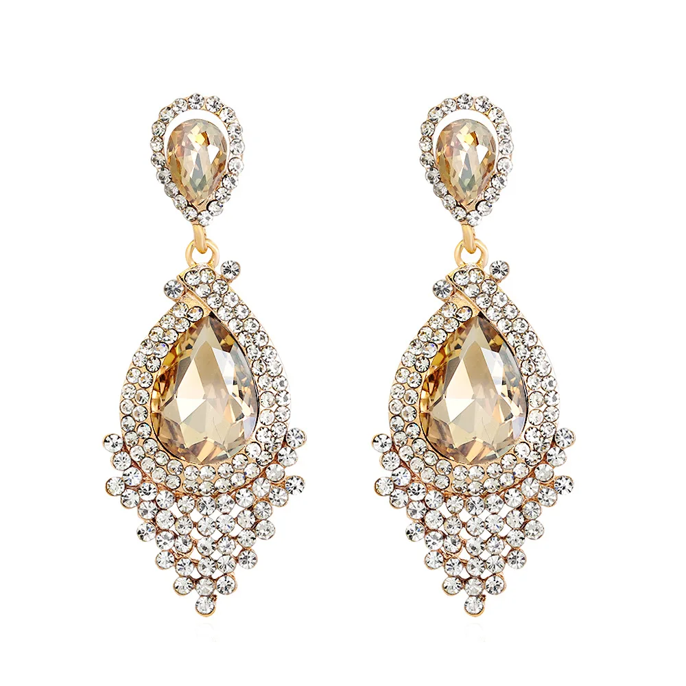 champange crystal earrings for women 1