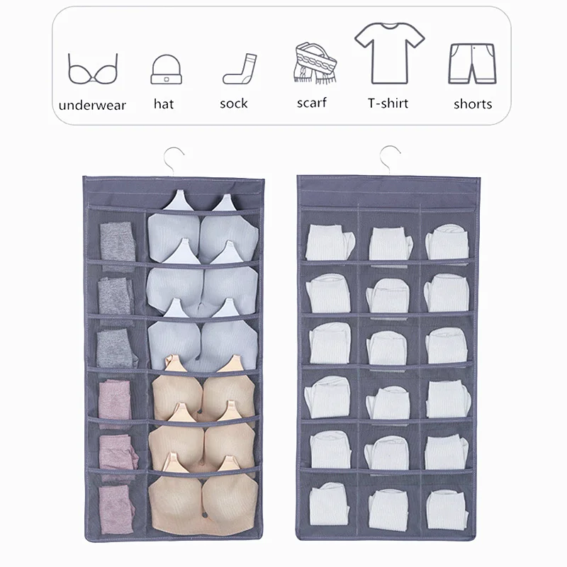 

2019 Newest Wall Hanging Organizer Multifunction Clothing Storage Bag for Underwear and Socks for Wardrobe Hanging Pocket Pouch