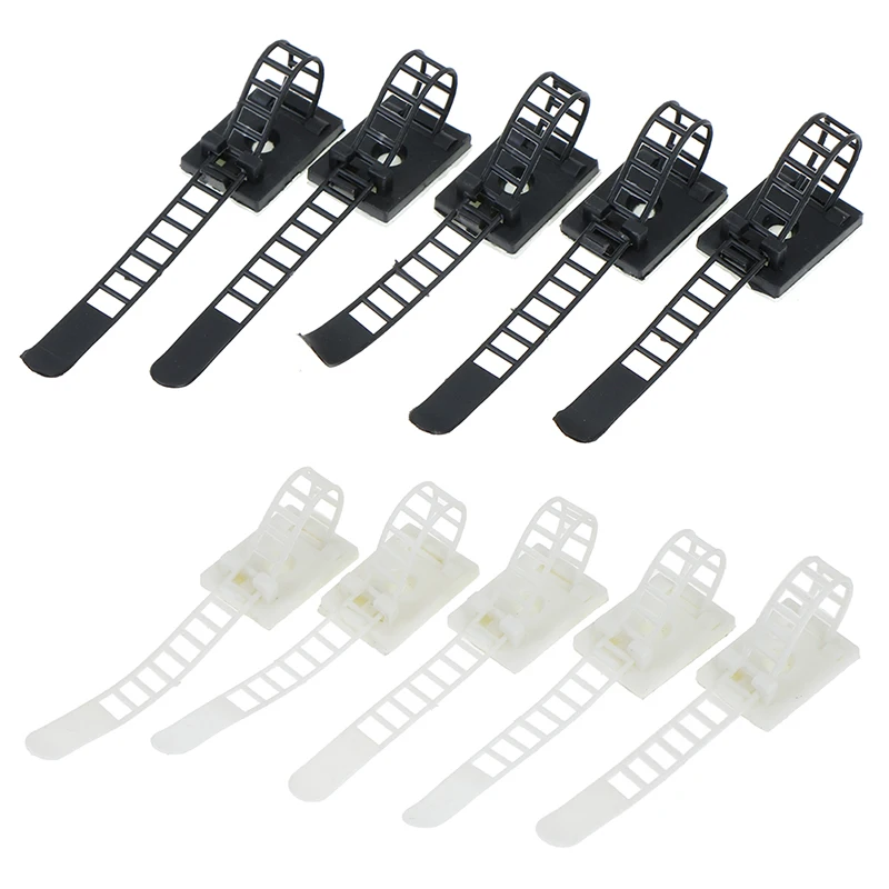 

5pcs Adjustable Cable Clips Self-Adhesive Cable Wire Clamps Straps Cable Tie Fix Holder Clips For Car Festive Ornament