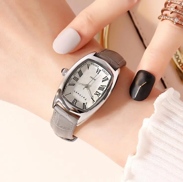 Женские часы Reloj Mujer простые кожаные водонепроницаемые кварцевые женские часы Роскошные брендовые квадратные часы Saat dw стиль