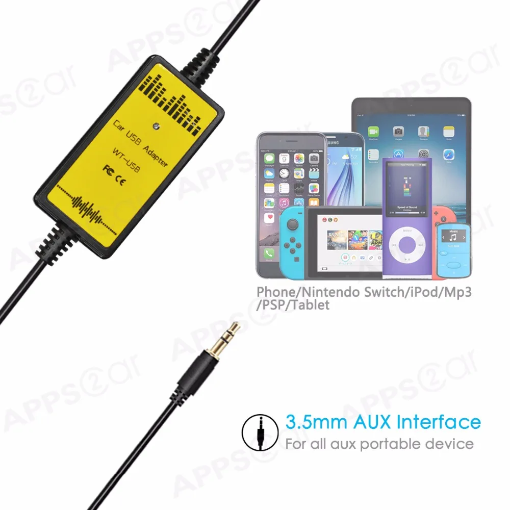 APPS2Car Автомобильный USB AUX адаптер аудио Mp3 CD Changer интерфейс для Toyota Camry 2005 2011 Celica 2003