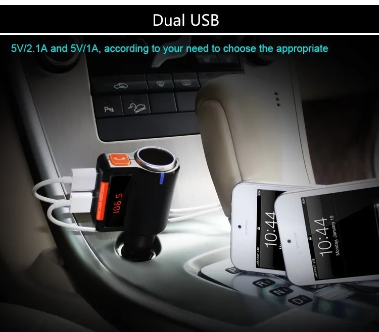 YUANMINGSHI Bluetooth Автомобильный fm-передатчик громкой автомобильный комплект Dual USB Зарядное устройство Автомобильный MP3-плеер с прикуривателя светодиодный Дисплей