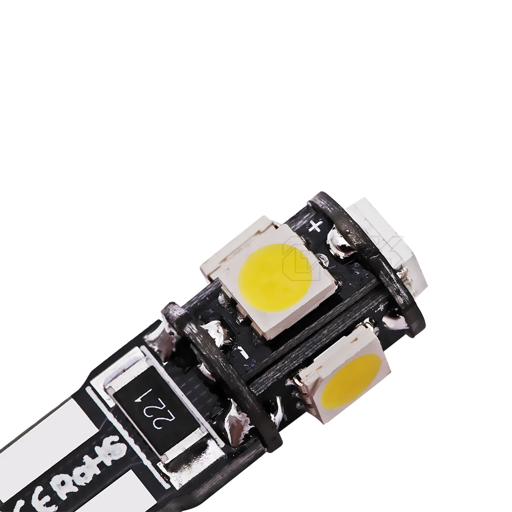 10 шт. T10 5led 5050 smd Led Canbus автомобильный Smd светильник w5w led canbus 194 t10 5smd led canbus лампа без Obc Ошибка зазор светильник