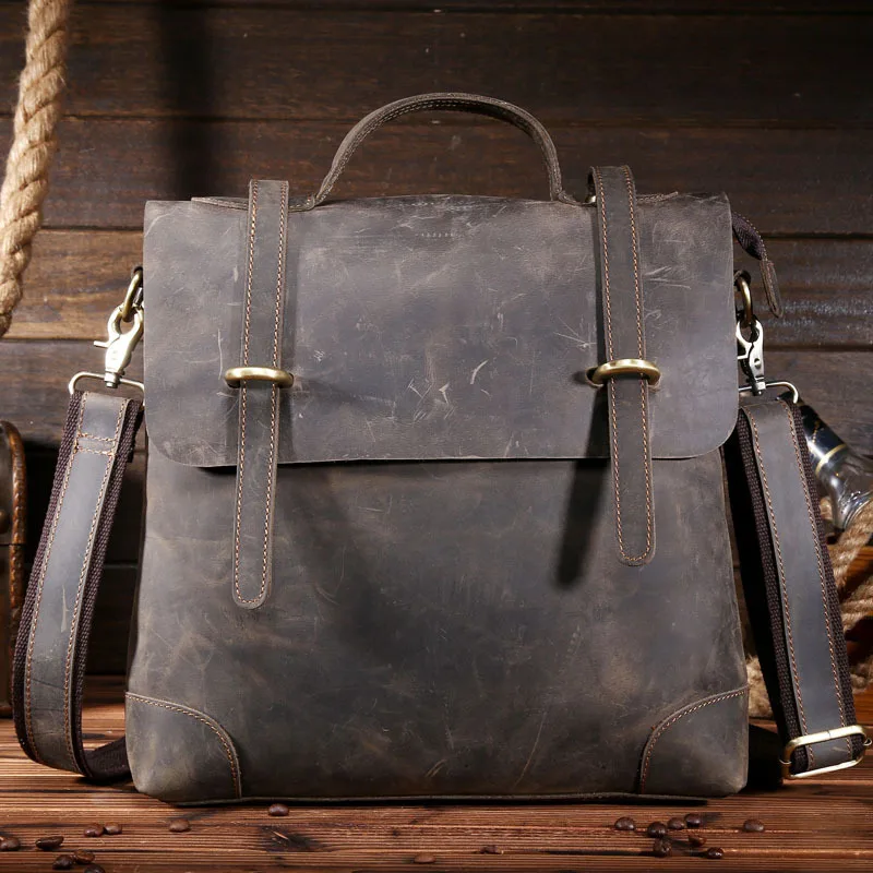 

Bole guest Crazy Horse male Baotou cowhide Shoulder Messenger Bag Leather Laptop.