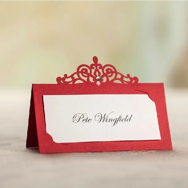 2015 red laser cut place card holder wedding name cards party table