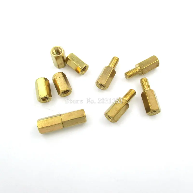 20PCS M3 Male x M3 Female 8mm Long Hexagonal Brass PCB Standoffs Spacers M3 Screw Set Kit M3*8
