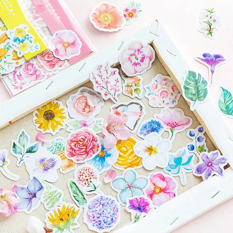 

1 Bag Kawaii Bullet Journal Cute Diary Flower Stickers Scrapbooking Paper Crafts Cute Stickers For Scrapbook Home Decoration
