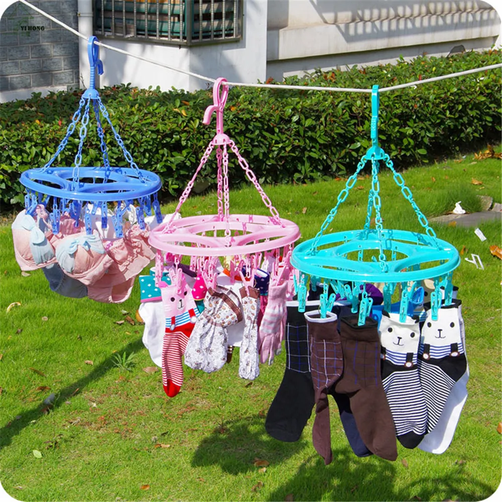 YIHONG Drying Rack 8 Clips Small Clothes Airer Plastic Clip More