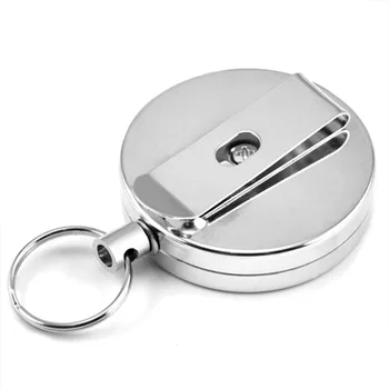

Steel Retractable Key Recoil Ring Belt Clip Pull Chain Holder
