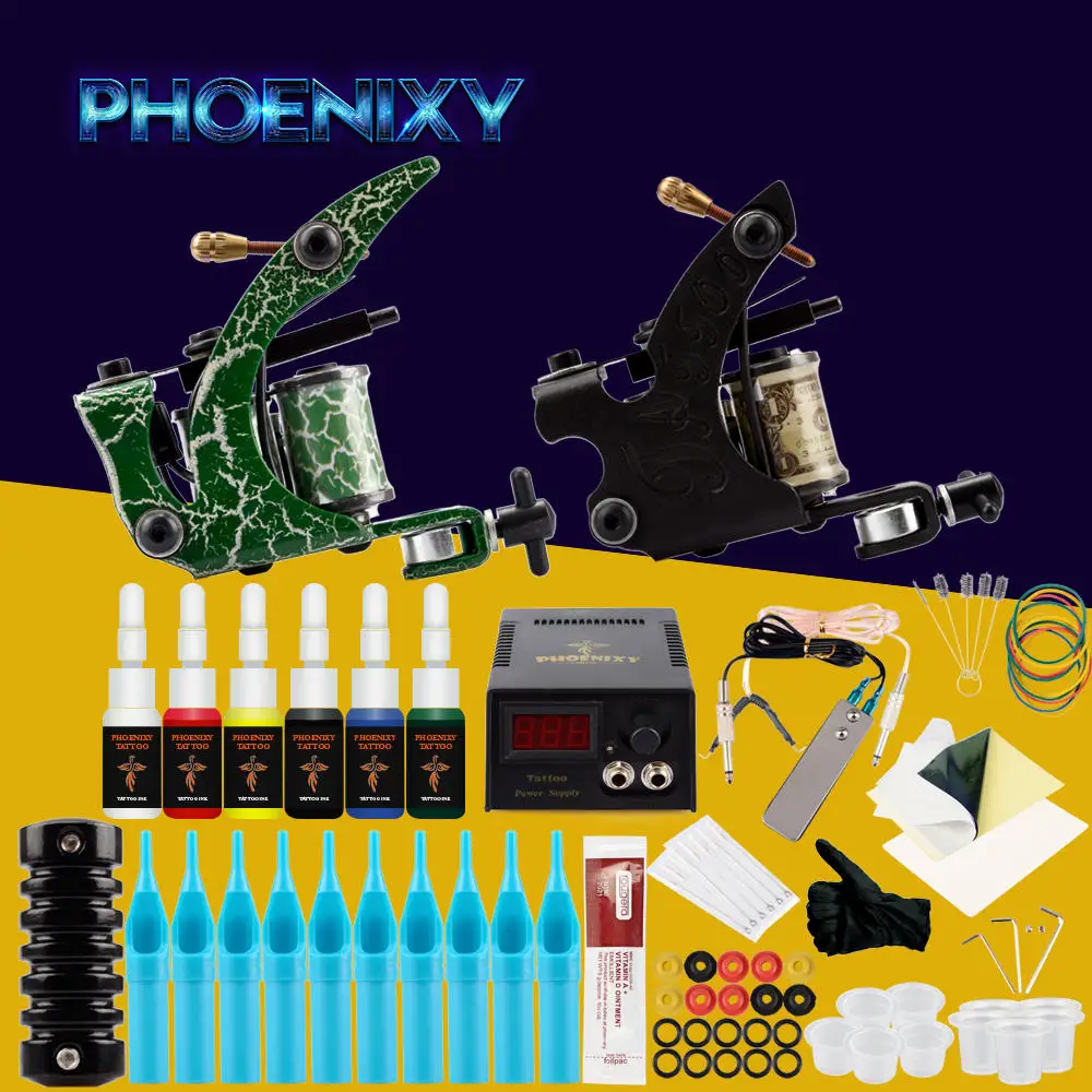 Phoenixy Starter Beginner Complete Tattoo Kit Professional Tattoo