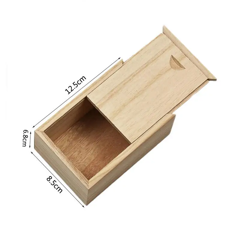 Простая Выдвижная деревянная коробка маленькая Дамская Ювелирная заколка коробка для макияжа прямоугольная подарочная упаковка деревянный чехол Домашний Настольный Органайзер - Цвет: Wooden