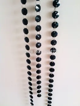 

black color room partition Chandelier wedding Crystal garland tree decoration acrylic octagon bead curtain 15m/lot
