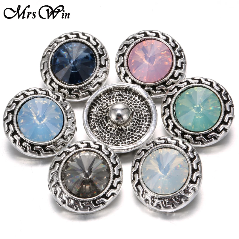 

Mrs Win Snap Jewelry Buttons Birthstone Rhinestone 18mm Snap Buttons Fit 18mm Snap Bracelets Women Alloy button jewelry