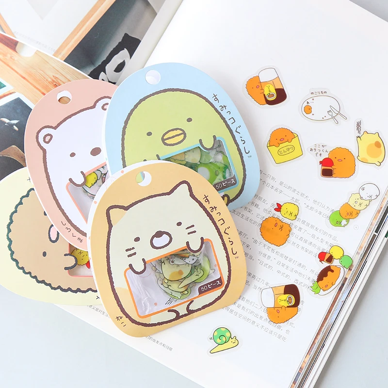 50 шт./упак. Kawaii Bear Cat DIY клейкие ПВХ наклейки декоративный дневник альбом клейкая