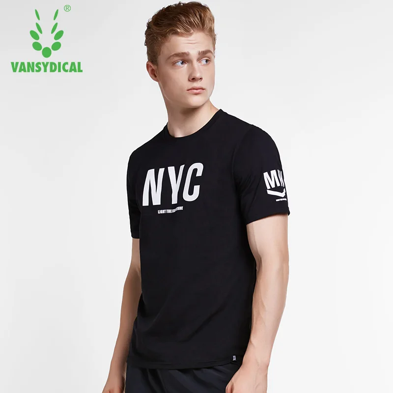

Vansydical Men's Letters Running T-shirts Short Sleeve Sports Tops Breathable Quick Dry Fitness Workout Jogging Gym Clothes