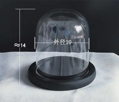 Free Shipping Diameter=10cm 11cm Middle Different Size Glass Dome w Black Base Glass Dome Gift Home Wedding Decoration - Color: 1set D10H12 dome