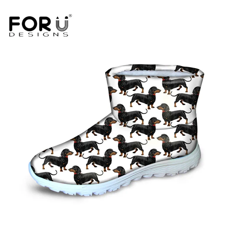 FORUDESIGNS Snow Boots Dachshund Dog Printed Casual Women Winter Warm Boots Non slip Waterproof