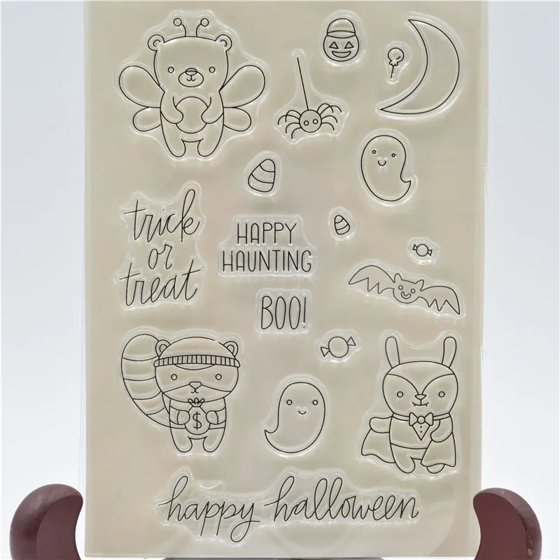 

Halloween Friends Transparent Clear Silicone Stamp/Seal for DIY scrapbooking/photo album Decorative clear stamp sheets QYDZ65