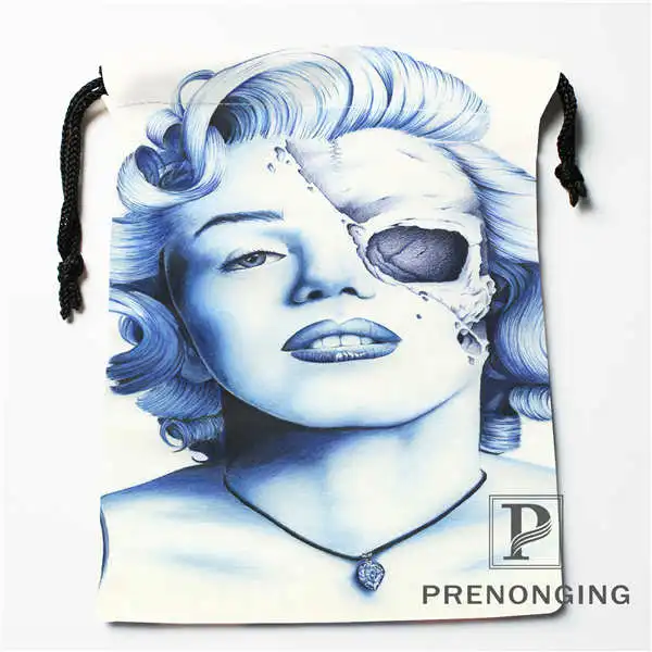 Custom Marilyn Monroe Drawstring Bags Printing Fashion Travel Storage Mini Pouch Swim Hiking Toy Bag Size