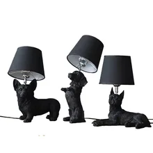 Смоляный милый Настольный светильник для собак s лампа прикроватная черный белый корги Boston Мопс Beagle собака настольная лампа ретро животное черная собака Настольный светильник