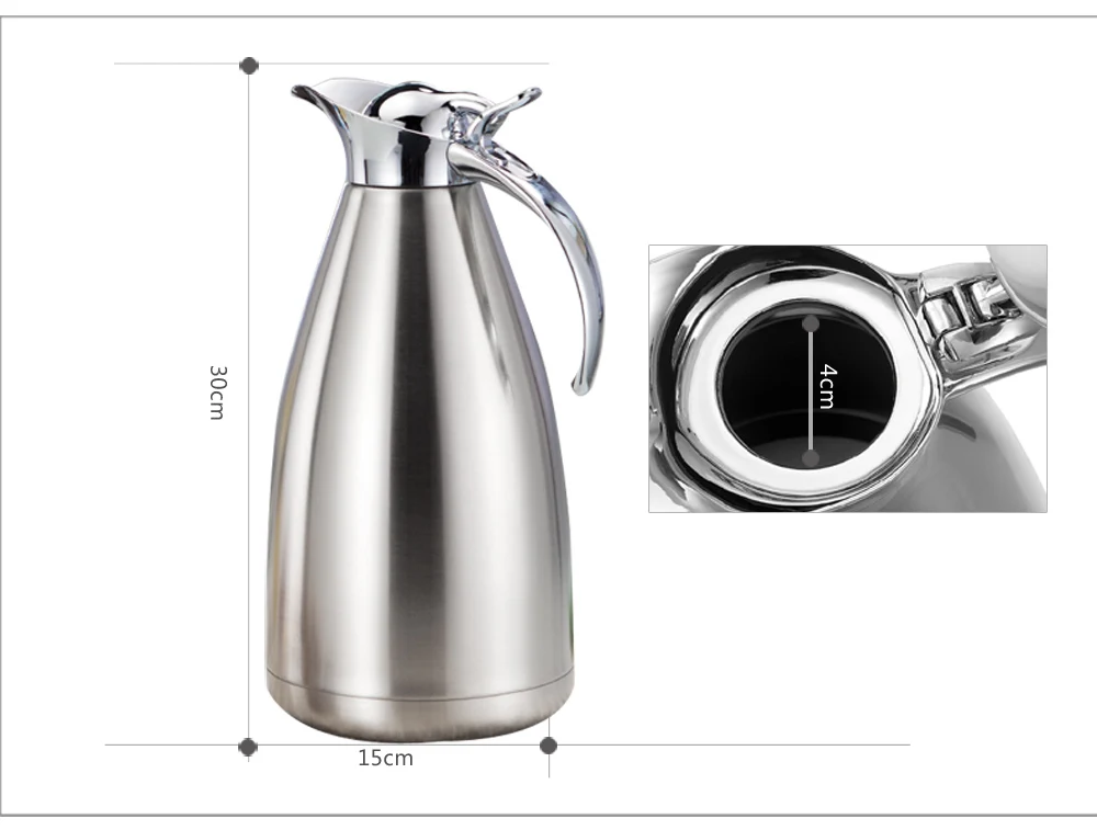 2L Высокая емкость нержавеющая сталь для дома воды термальный Carafe изоляционный вакуум блестящие чайники кувшин-фляжка чайник