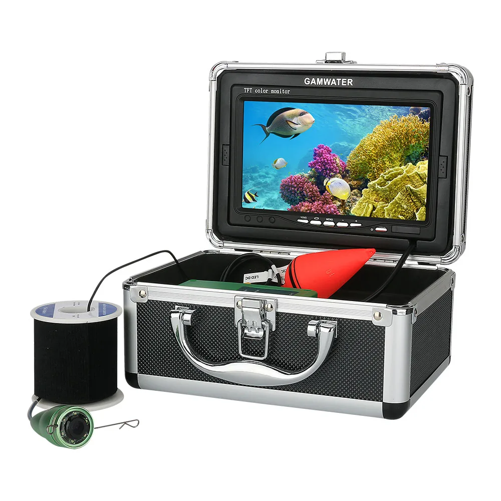 MAOTEWANG-cámara de vídeo de pesca subacuática HD, 7 pulgadas, 165 grados, Kit de 6 piezas, 1W, luces LED blancas, buscador de peces, 1000tvl, 20M, 30M, 50M