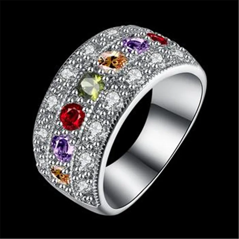 Wholesale Size 6/7/8/9 White Gold Filled jewelry Women Ring Colour Cubic Zirconia Wedding Band ...