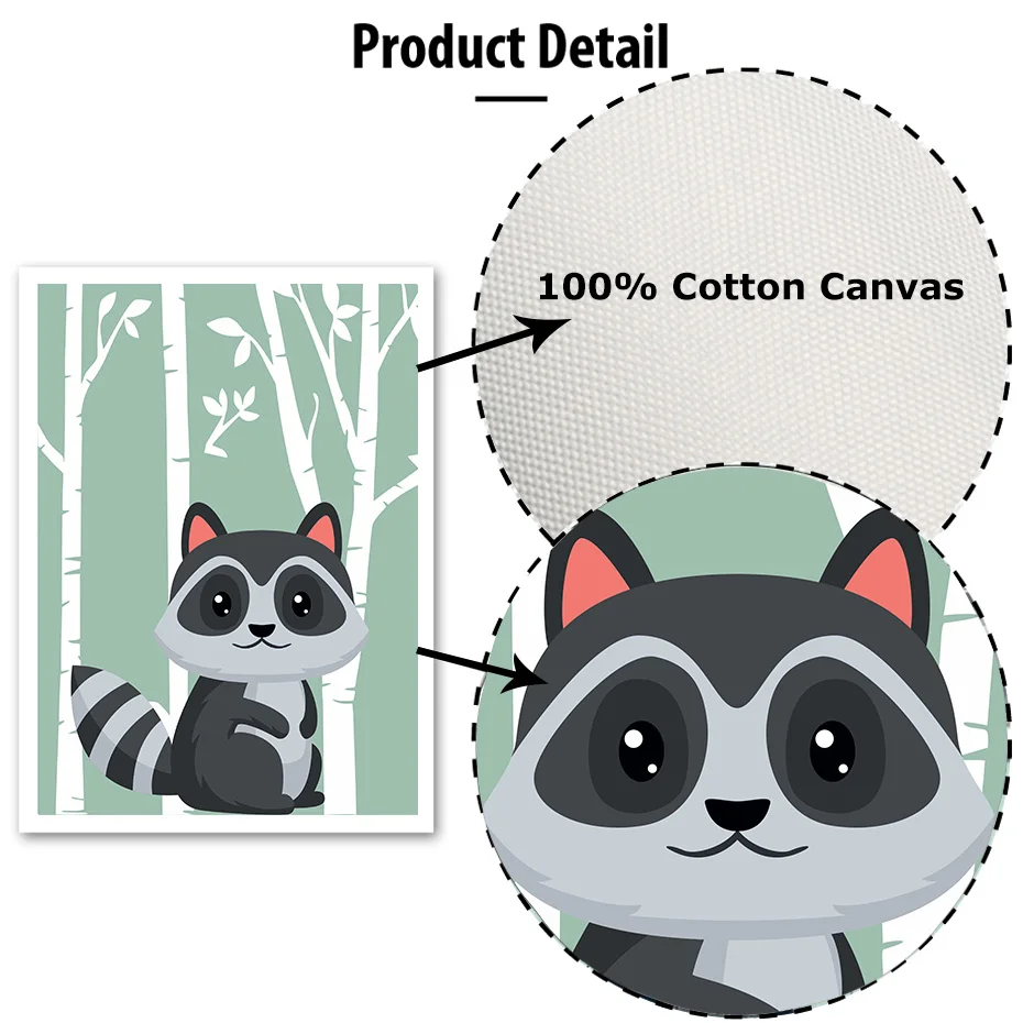 Woodland Animals Wall Art Pictures Cute Cartoon Modern Canvas Painting Nursery Vintage Posters&Prints Kids Room Home Decor Mural (1)