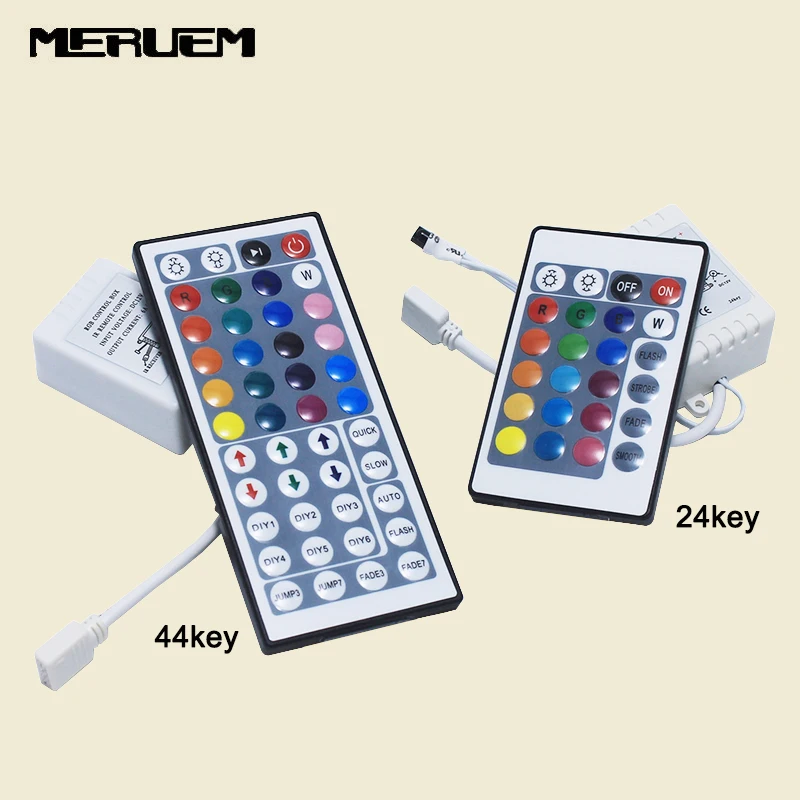 #Best 5pcs lot DC12V 24 44 Keys IR Remote RGB Controller for SMD3528 5050 5730 5630 3014 RGB LED Strip lights Mini Controller