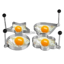 Изысканные 4 шт./компл. нержавеющей стали Сердце/круглый/звезда/цветок формы Яйцо инструмент Fried Egg формы Жареные Плита Яйцо Maker жарить плесень