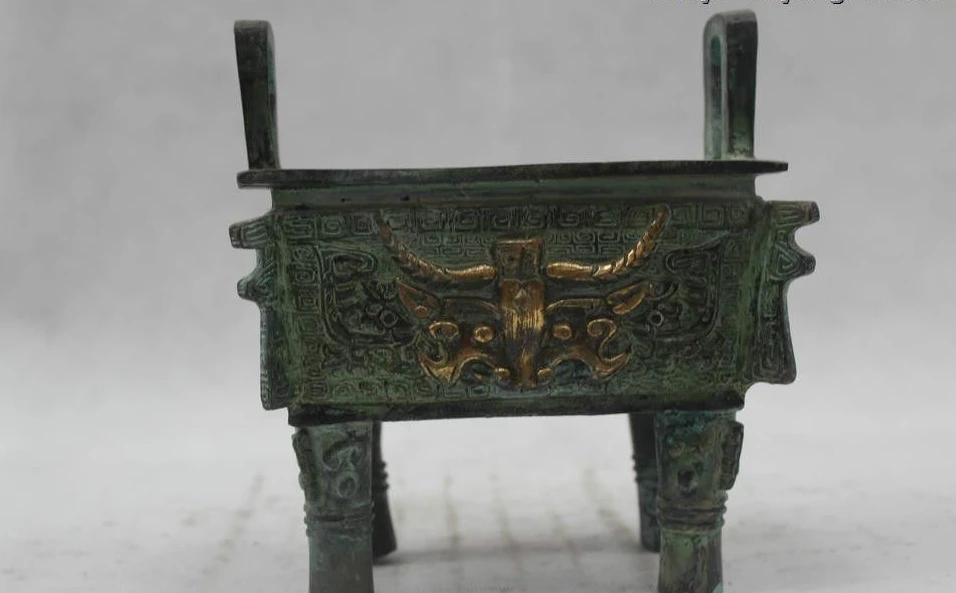 

7"China Folk Pure Bronze Lucky Dragon animal Burner incense burner Ding