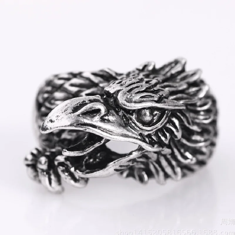 

H:HYDE New Personality Retro Finger Ring For Men Unique Design Ancient Silver Color Eagle Head Shape Ring Party Jewelry