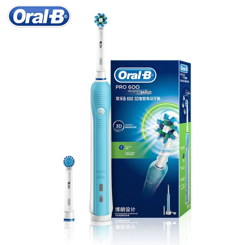 Электрическая зубная щетка Oral B регулируемая со сменной головкой лучший подарок