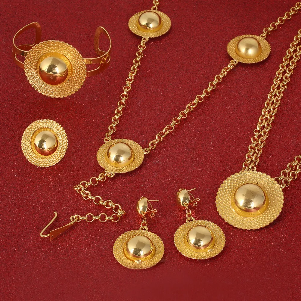 

New Ethiopian Gold Color Fashion Cross Jewelry Set Habesha Jewelry Eritrean Wedding Gifts