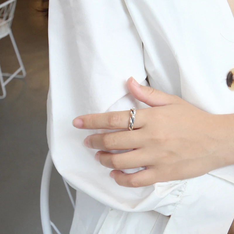 F.I.N.S кольца из стерлингового серебра S925 пробы для женщин, классическое геометрическое выдолбленное регулируемое кольцо на кастет для женщин, модное ювелирное изделие