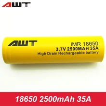 AWT 18650 Battery 2500mAh 35A font b Vape b font Rechargeable Battery 18650 for Eleaf iStick