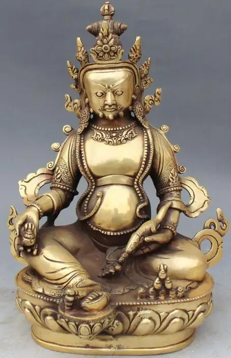 

S02315 12" Chinese Tibet Bronze Yellow Jambhala Wealth Mammon God Buddha Mouse Statue