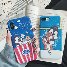 Милый чехол для телефона с белкой для iPhone 7 XR XS MAX X 8 6s 6 Plus, мягкий IMD чехол-накладка с мультяшным рисунком чип и Дейл попкорн для iPhone X