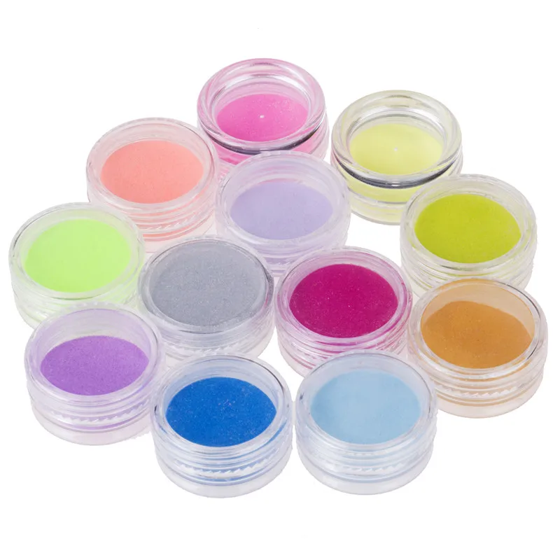Hot 12 Mix Colors Glitter Acrylic Powder Laser Polymer Powder Nail