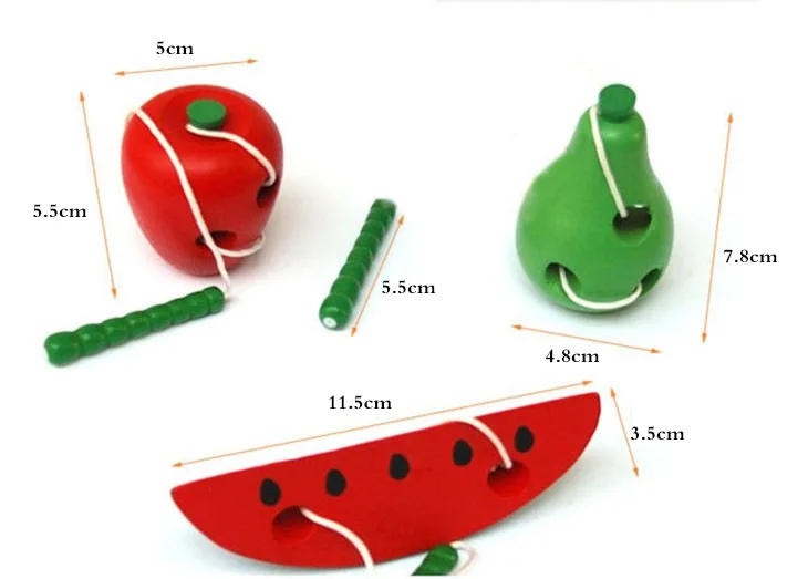 Детская Деревянная Игрушка-пазл игра для резьбы насекомые одежда веревка переплетение червь едят для фруктов яблок копия ранние детские игрушки детские