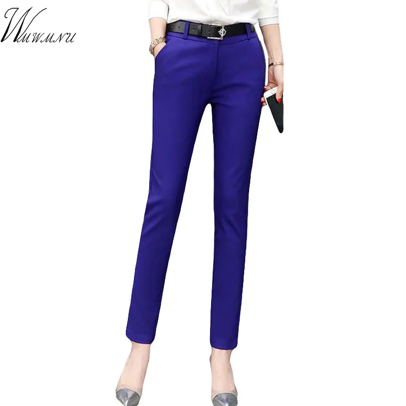 Осенние новые женские эластичные брюки для женщин размера плюс 4XL офисные повседневные брюки яркие цвета шаровары длиной до щиколотки рабочие брюки