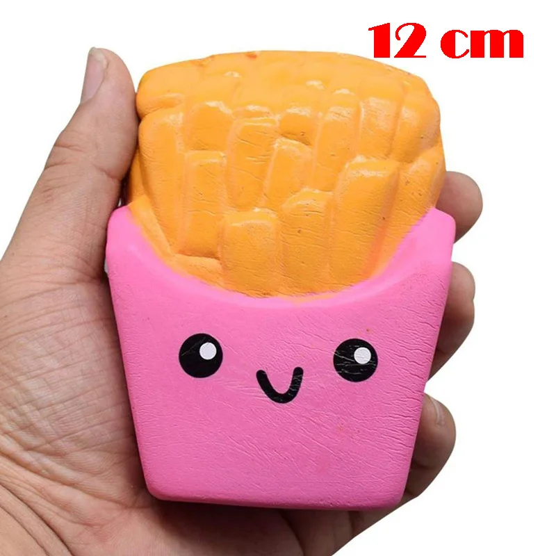 Забавное мороженое гамбургер мягкими Слизью Игрушка кусок дерьма милые вещи зубы пончик мягкий забавный подарок игрушки для детей - Цвет: chips pink