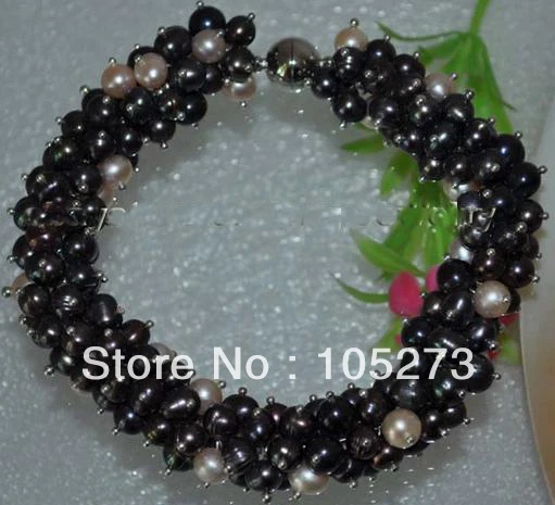 Здесь продается  Amzing Lots Of 6mm Black Purple Color Genuine Freshwater Pearl Bracelet 8