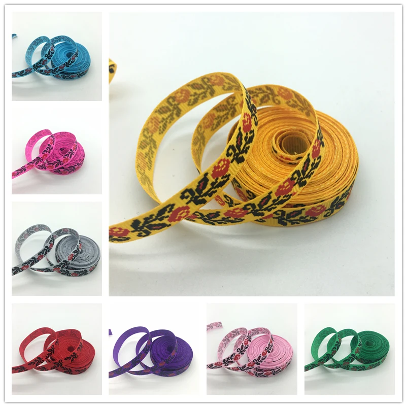

5yards/lot 3/8" 10mm Grosgrain Ribbon Printing Flower For Wedding Christmas Decoration DIY Sewing Craft #18