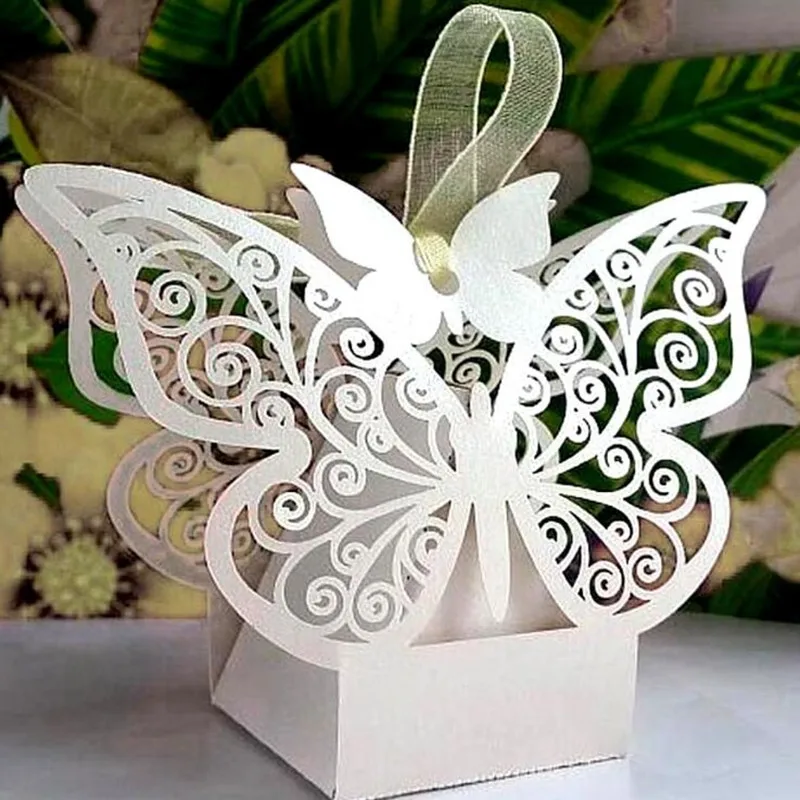 10 шт. Милая Свадебная коробочка для сладостей, Подарочный декор в виде бабочек для свадьбы, конфетная сумка, подарки для гостей, сувениры