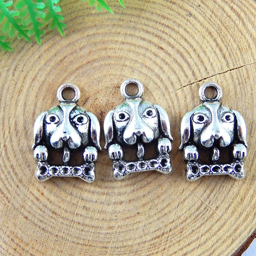

15pc/lot Vintage Alloy Antique Silver Dog Dec Necklace Pendant Women Baby Gift Tone 21*15*5mm Fashion Jewelry Charms Decor 51261