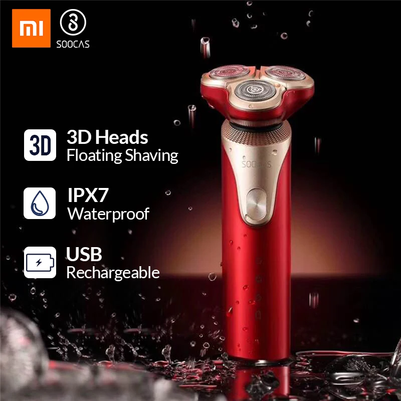 Цена Xiaomi SOOCAS S3 электробритва электрическая бритва 3 режущие головки для сухого влажного бритья Smart USB перезаряжаемая Водонепроницаемая бритва дл...