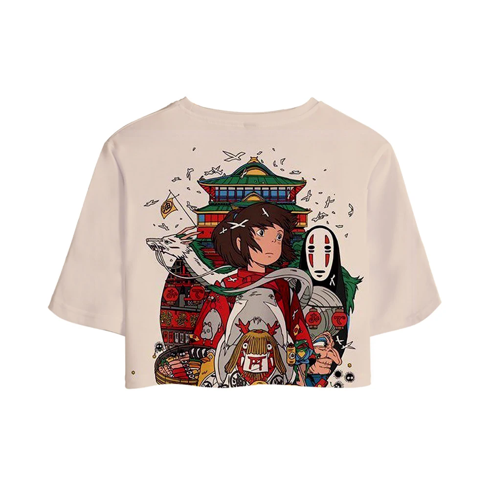 Хаяо Миядзаки Унесенные призраками аниме фильм Огино чихиро 3D топы урожай девушка футболка короткая футболка женская сексуальная распродажа Повседневная одежда