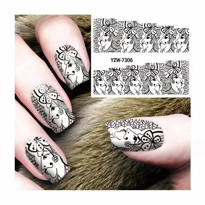 WUF 1 лист переводные наклейки для ногтей переводные наклейки фольга клей ногти Советы Черный Леопард Дизайн ногтей украшения инструменты для макияжа